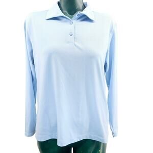 Page & Tuttle Cool Wing Pastel Blue Long Sleeve Golf Polo Shirt Women's M 3317
